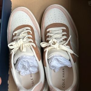 Cole Haan Grandpro Carissa Ivory and Brown Sneakers
